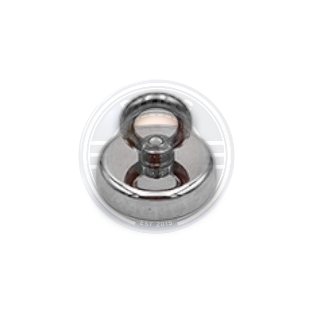 60mm neodymium pot magnet with steel cup housing designed for heavy duty mounting and industrial holding applications