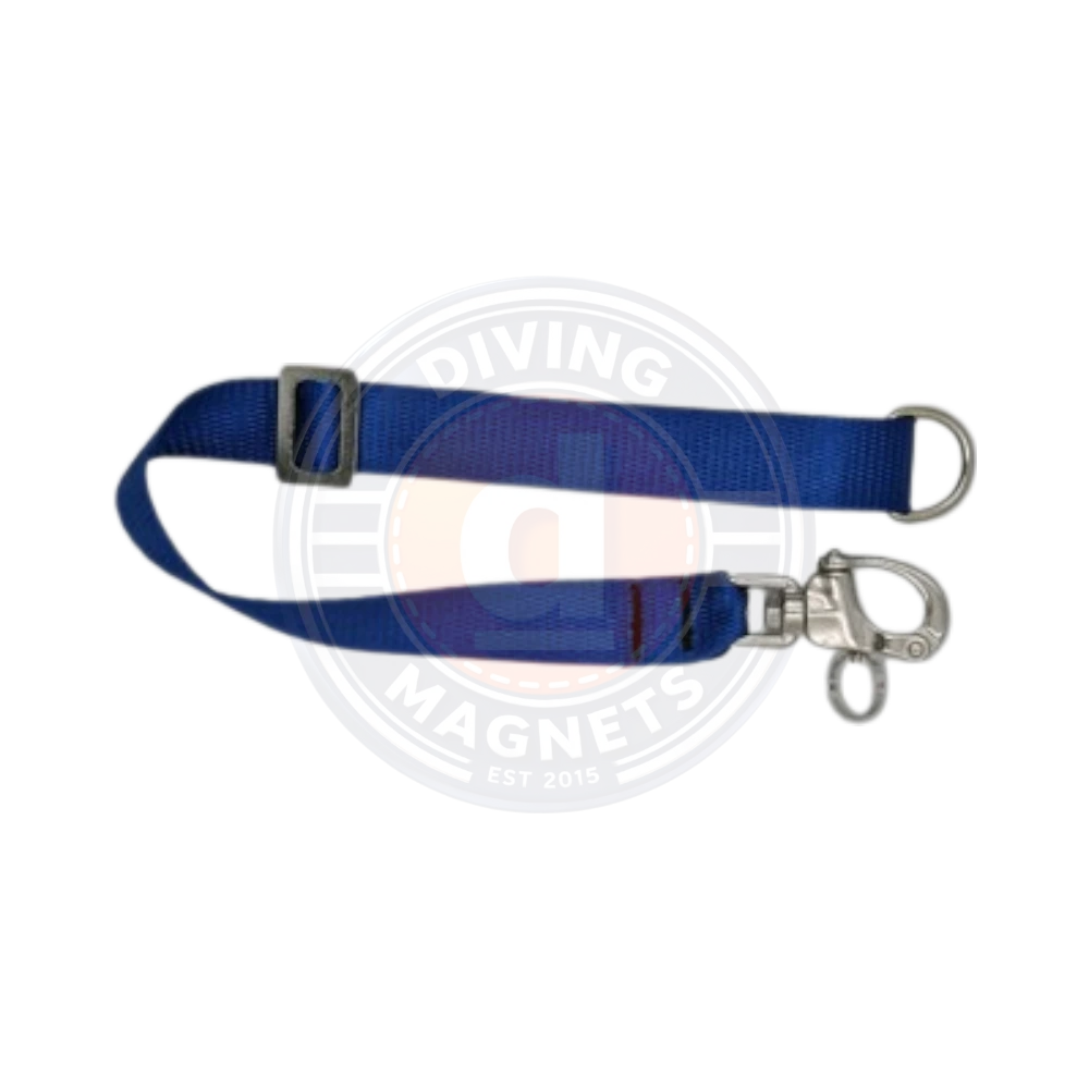 Magnet lanyard used by commercial divers to secure subsea tool magnets during offshore underwater work